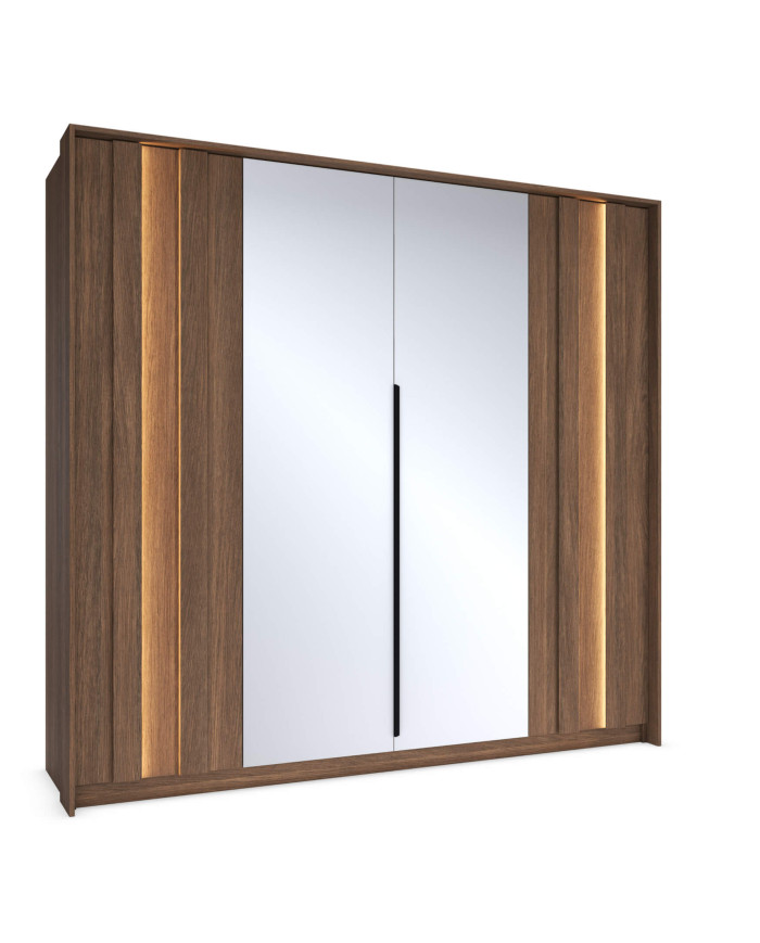 Szafa Amaro 4D2S, z lustrami, czterodrzwiowa do sypialni, Dąb dunin, Laski Meble