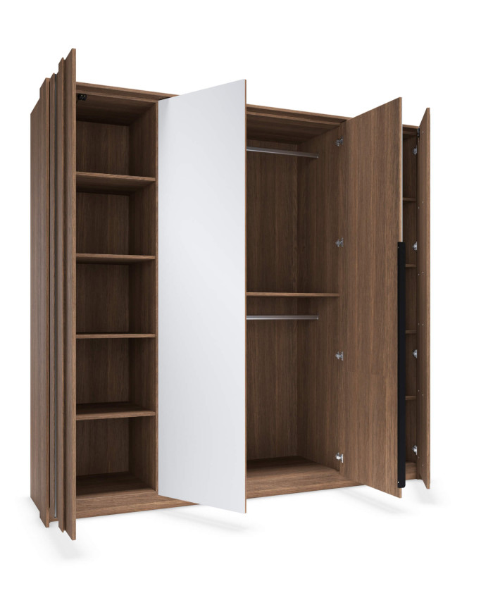 Szafa Amaro 4D2S, z lustrami, czterodrzwiowa do sypialni, Dąb dunin, Laski Meble