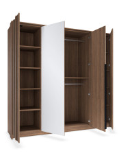 Szafa Amaro 4D2S, z lustrami, czterodrzwiowa do sypialni, Dąb dunin, Laski Meble