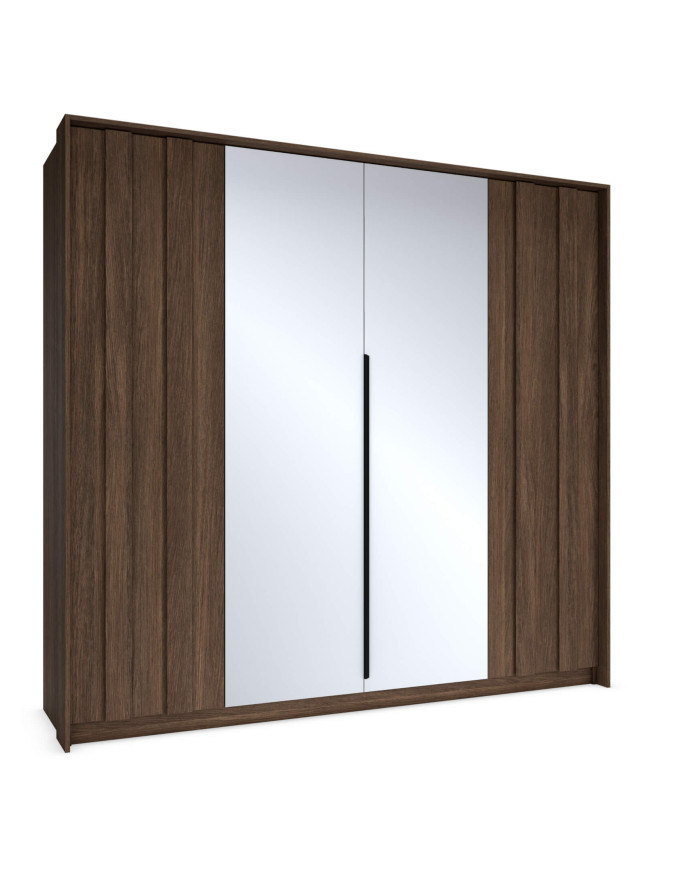 Szafa Amaro 4D2S, z lustrami, czterodrzwiowa do sypialni, Dąb dunin, Laski Meble