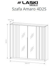 Szafa Amaro 4D2S, z lustrami, czterodrzwiowa do sypialni, Dąb dunin, Laski Meble