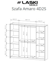 Szafa Amaro 4D2S, z lustrami, czterodrzwiowa do sypialni, Dąb dunin, Laski Meble