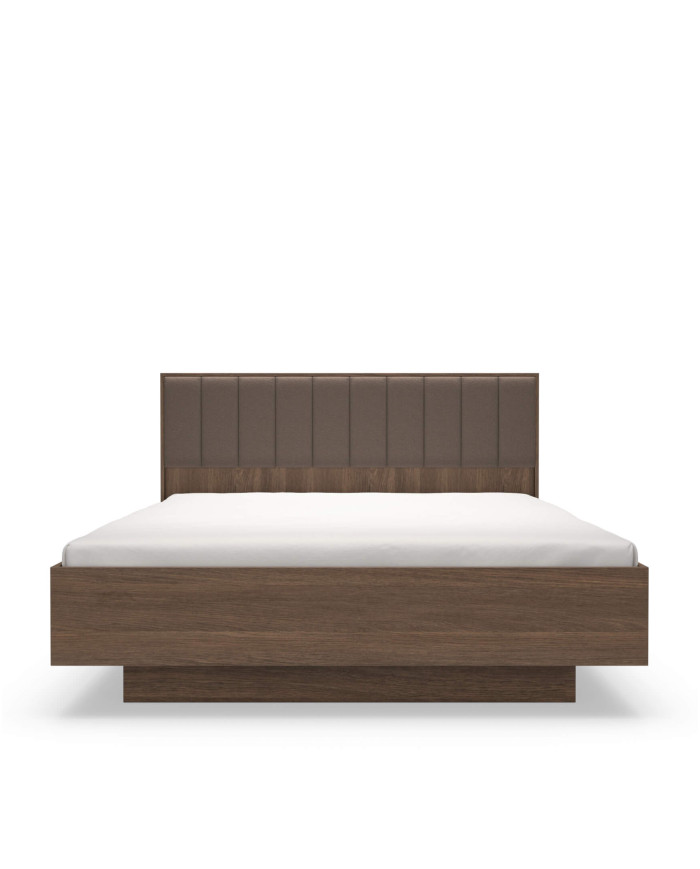 Łóżko sypialniane Amaro 160x200, tapicerowany zagłówek, pojemnik, Dąb dunin, Laski Meble