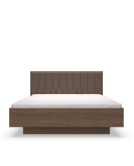 Łóżko sypialniane Amaro 160x200, tapicerowany zagłówek, pojemnik, Dąb dunin, Laski Meble