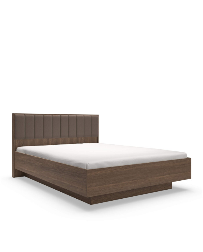 Łóżko sypialniane Amaro 160x200, tapicerowany zagłówek, pojemnik, Dąb dunin, Laski Meble