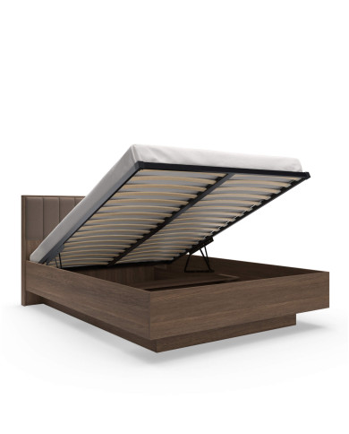 Łóżko sypialniane Amaro 160x200, tapicerowany zagłówek, pojemnik, Dąb dunin, Laski Meble