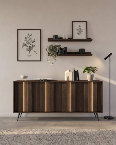 Komoda Amaro 2D3S, dwudrzwiowa, z szufladami i oświetleniem LED, Dąb dunin, Laski Meble