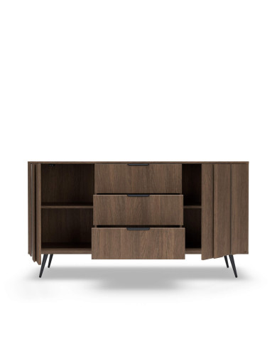 Komoda Amaro 2D3S, dwudrzwiowa, z szufladami i oświetleniem LED, Dąb dunin, Laski Meble