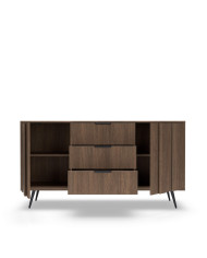 Komoda Amaro 2D3S, dwudrzwiowa, z szufladami i oświetleniem LED, Dąb dunin, Laski Meble