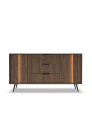 Komoda Amaro 2D3S, dwudrzwiowa, z szufladami i oświetleniem LED, Dąb dunin, Laski Meble