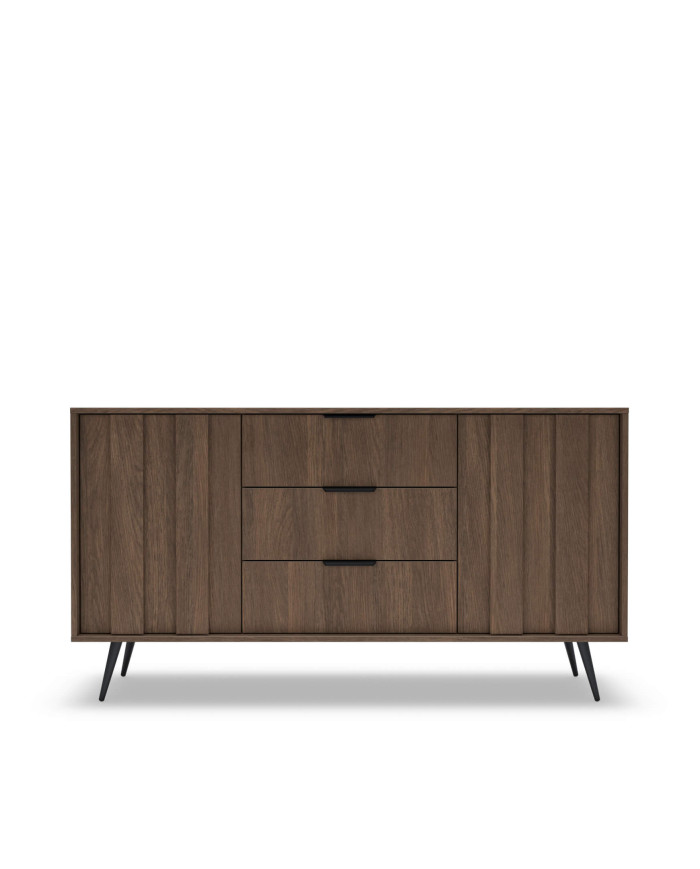 Komoda Amaro 2D3S, dwudrzwiowa, z szufladami i oświetleniem LED, Dąb dunin, Laski Meble