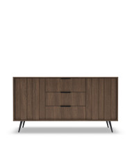 Komoda Amaro 2D3S, dwudrzwiowa, z szufladami i oświetleniem LED, Dąb dunin, Laski Meble