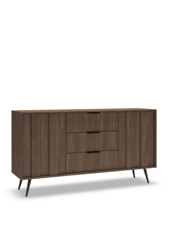 Komoda Amaro 2D3S, dwudrzwiowa, z szufladami i oświetleniem LED, Dąb dunin, Laski Meble