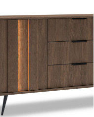 Komoda Amaro 2D3S, dwudrzwiowa, z szufladami i oświetleniem LED, Dąb dunin, Laski Meble