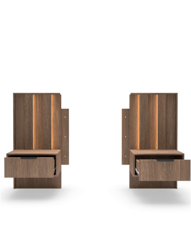 Szafki nocne Amaro 1S, szuflada, oświetlenie LED, Dąb dunin, Laski Meble