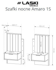 Szafki nocne Amaro 1S, szuflada, oświetlenie LED, Dąb dunin, Laski Meble