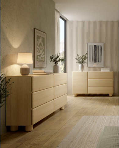 Komoda wysoka Lomo 4D, czterodrzwiowa, Dąb vicenza, Laski Meble