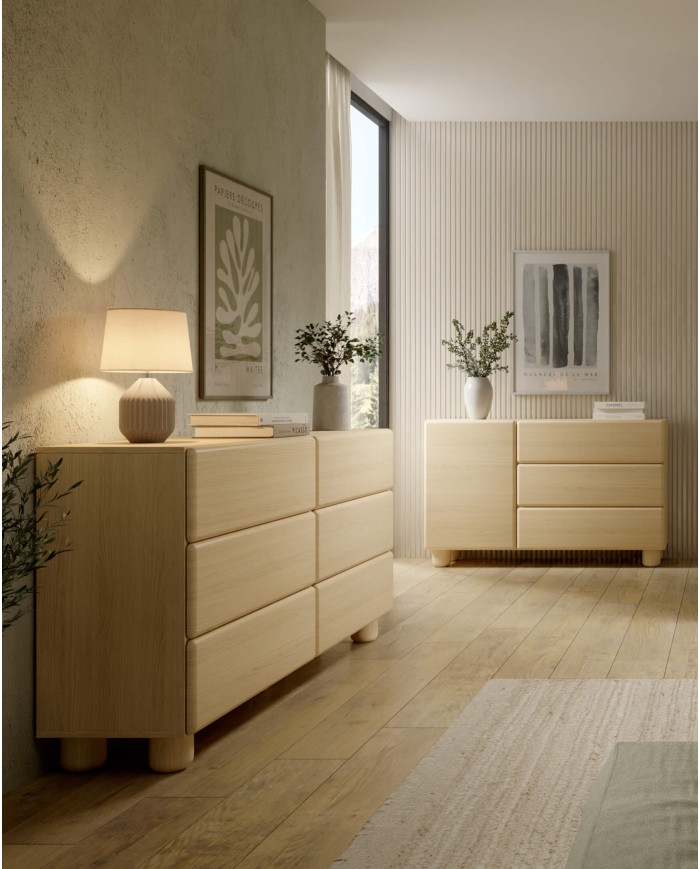 Komoda wysoka Lomo 4D, czterodrzwiowa, Dąb vicenza, Laski Meble