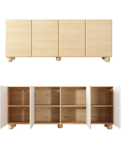 Komoda Lomo 4D, czterodrzwiowa, Dąb vicenza, Laski Meble