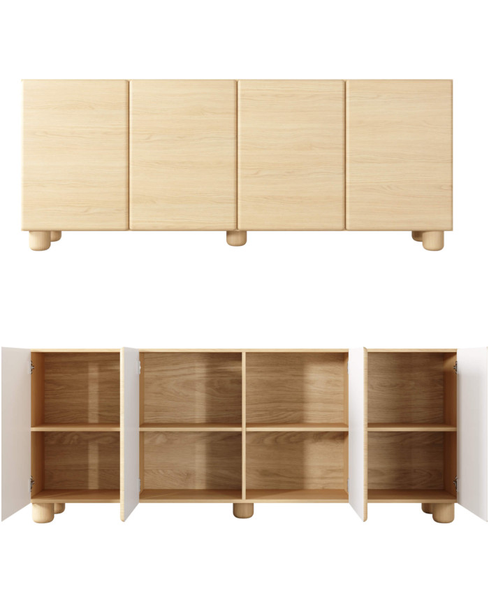 Komoda Lomo 4D, czterodrzwiowa, Dąb vicenza, Laski Meble