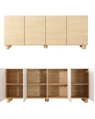 Komoda Lomo 4D, czterodrzwiowa, Dąb vicenza, Laski Meble