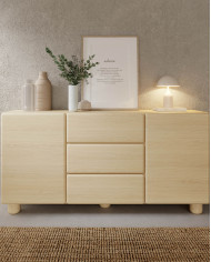 Komoda Lomo 2D3S, dwudrzwiowa z trzema szufladami, Dąb vicenza, Laski Meble