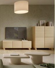 Komoda Lomo 2D3S, dwudrzwiowa z trzema szufladami, Dąb vicenza, Laski Meble