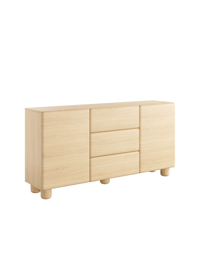 Komoda Lomo 2D3S, dwudrzwiowa z trzema szufladami, Dąb vicenza, Laski Meble