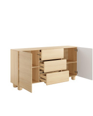 Komoda Lomo 2D3S, dwudrzwiowa z trzema szufladami, Dąb vicenza, Laski Meble