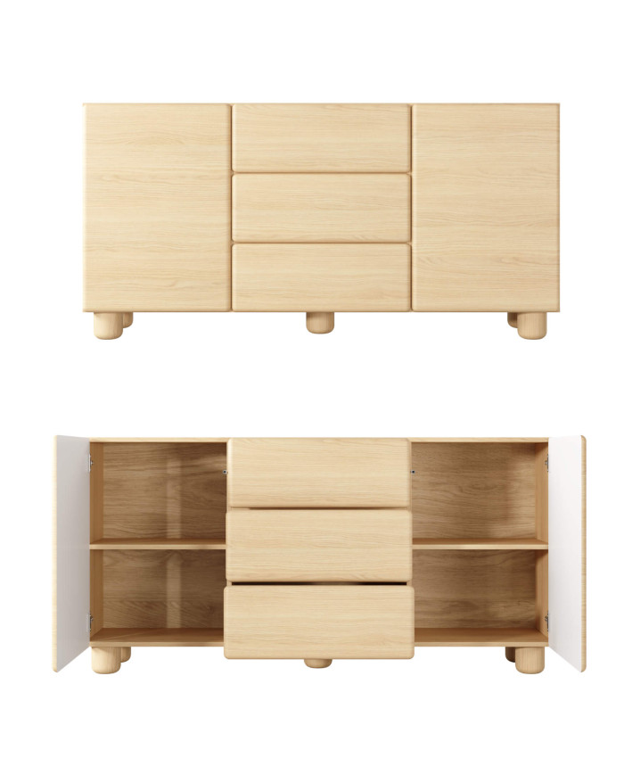 Komoda Lomo 2D3S, dwudrzwiowa z trzema szufladami, Dąb vicenza, Laski Meble