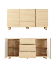 Komoda Lomo 2D3S, dwudrzwiowa z trzema szufladami, Dąb vicenza, Laski Meble