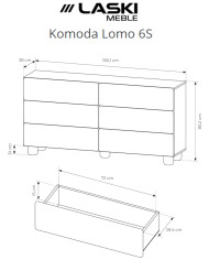 Komoda Lomo 6S, z szufladami, Dąb vicenza, Laski Meble