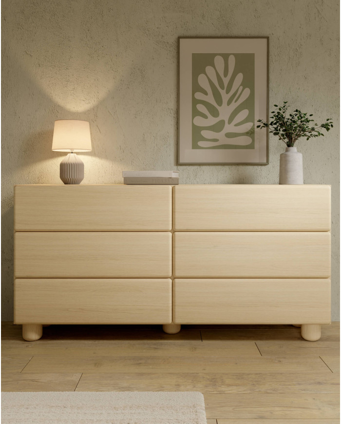Komoda Lomo 1D3S, jednodrzwiowa z szufladami, Dąb vicenza, Laski Meble