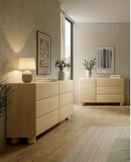 Komoda Lomo 1D3S, jednodrzwiowa z szufladami, Dąb vicenza, Laski Meble