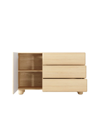 Komoda Lomo 1D3S, jednodrzwiowa z szufladami, Dąb vicenza, Laski Meble