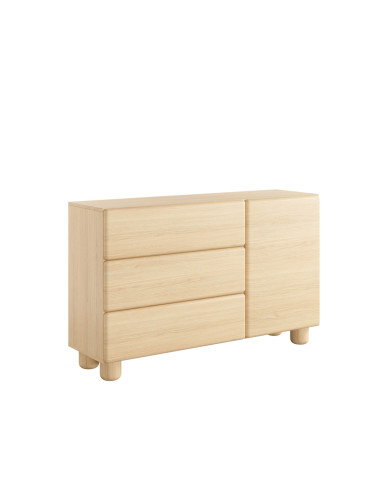 Komoda Lomo 1D3S, jednodrzwiowa z szufladami, Dąb vicenza, Laski Meble