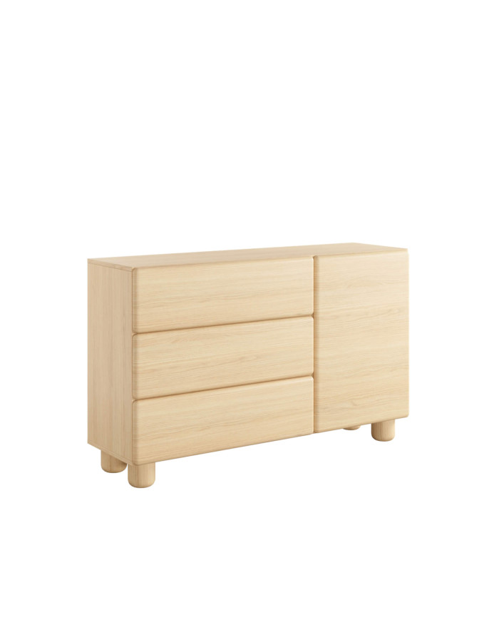 Komoda Lomo 1D3S, jednodrzwiowa z szufladami, Dąb vicenza, Laski Meble