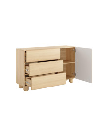 Komoda Lomo 1D3S, jednodrzwiowa z szufladami, Dąb vicenza, Laski Meble