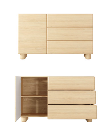 Komoda Lomo 1D3S, jednodrzwiowa z szufladami, Dąb vicenza, Laski Meble