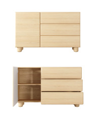 Komoda Lomo 1D3S, jednodrzwiowa z szufladami, Dąb vicenza, Laski Meble