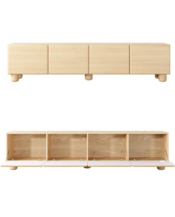 Szafka rtv Lomo 4D, czterodrzwiowa, Dąb vicenza, Laski Meble