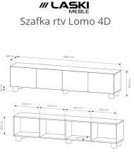 Szafka rtv Lomo 4D, czterodrzwiowa, Dąb vicenza, Laski Meble