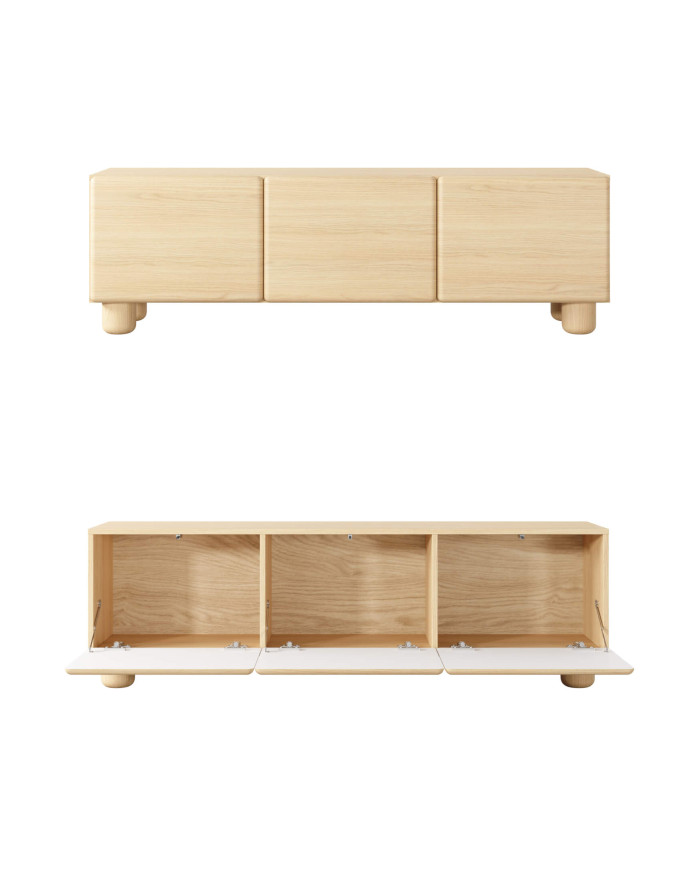Szafka rtv Lomo 3D, trzydrzwiowa, Dąb vicenza, Laski Meble