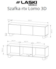 Szafka rtv Lomo 3D, trzydrzwiowa, Dąb vicenza, Laski Meble