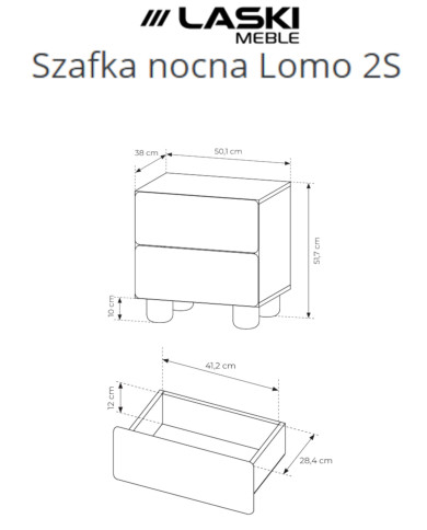 Szafka nocna Lomo 2S, z szufladami, Dąb vicenza, Laski Meble