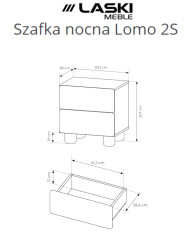 Szafka nocna Lomo 2S, z szufladami, Dąb vicenza, Laski Meble