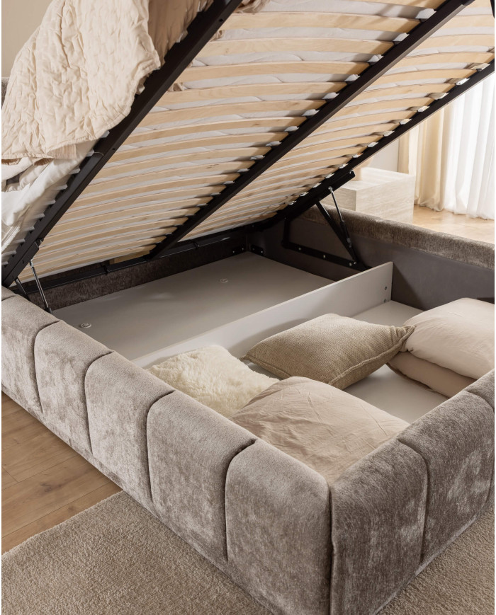 Łóżka tapicerowane Augusto 160x200 cm, pojemnik, stelaż z podnośnikami, STAGRA