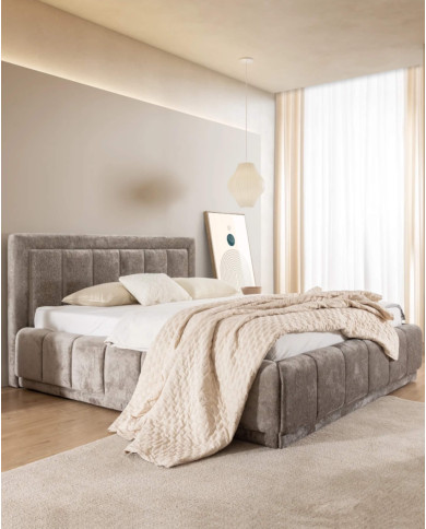 Łóżka tapicerowane Augusto 160x200 cm, pojemnik, stelaż z podnośnikami, STAGRA
