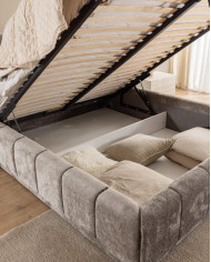 Łóżka tapicerowane Augusto 180x200 cm, pojemnik, stelaż z podnośnikami, STAGRA