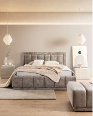 Łóżka tapicerowane Augusto 180x200 cm, pojemnik, stelaż z podnośnikami, STAGRA